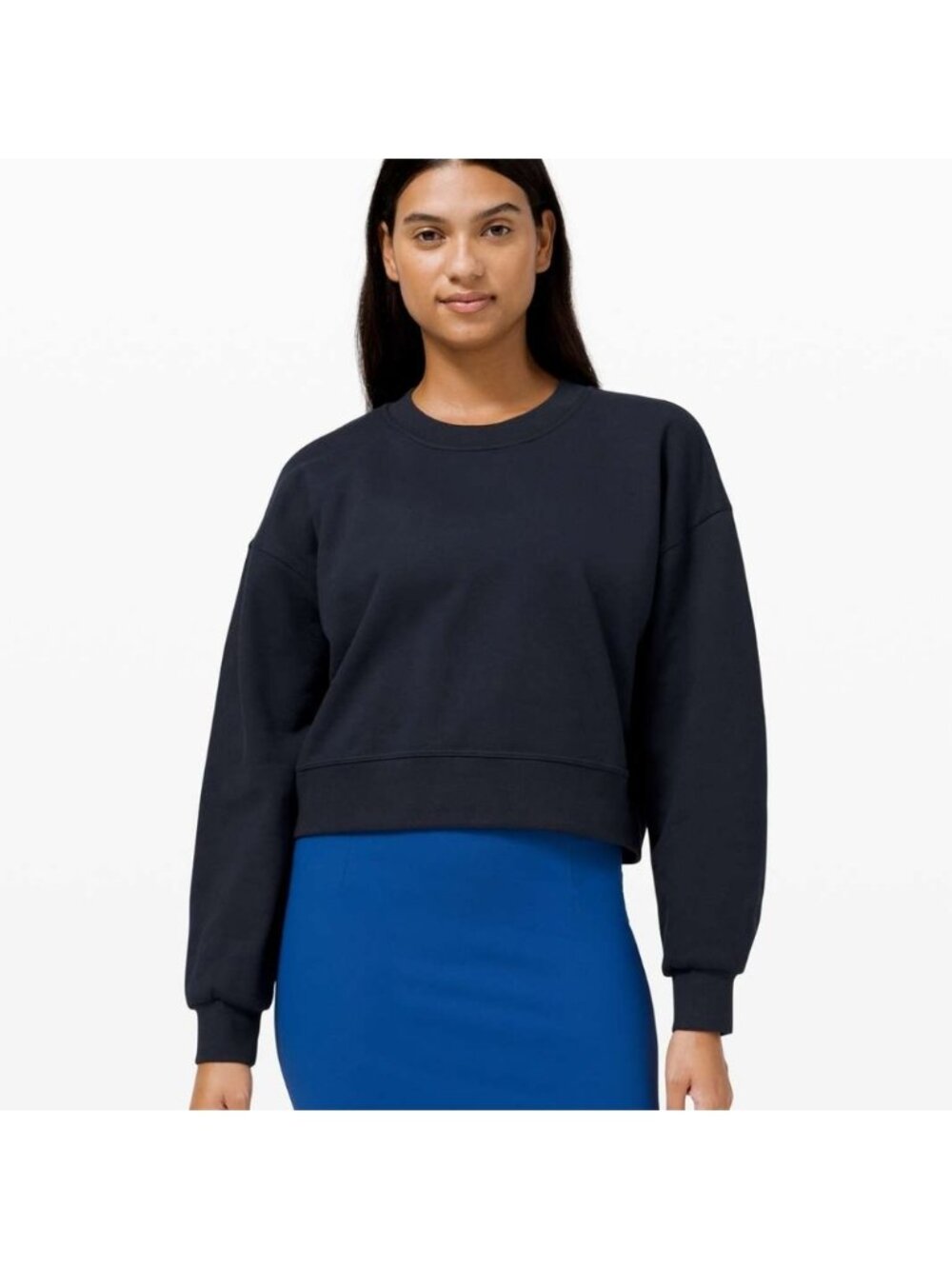 Lululemon Perfectly Oversized Crop Crew True Navy * Flaw
